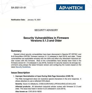 Advantechのスイッチとルータに緊急の脆弱性、直ちに対応を