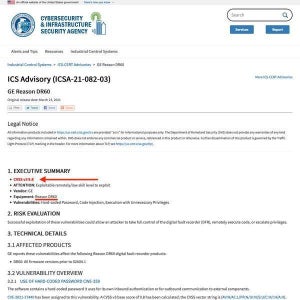 GE Reason DR60に緊急の脆弱性、直ちにアップデートを