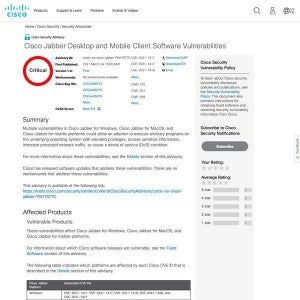 Cisco Jabberに緊急の脆弱性、直ちにアップデートを