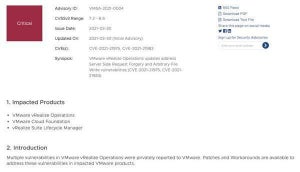 VMware vRealize Operationsに複数の脆弱性、修正版リリース