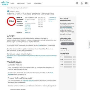 シスコ製品に複数の脆弱性、アップデートを