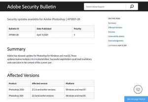 Adobe、Photoshopなど複数製品の脆弱性修正するセキュリティアップデート