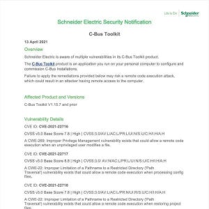 Schneider Electric C-Bus Toolkitにコード実行の脆弱性、アップデートを
