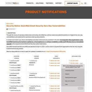 SonicWall Email Securityプロダクトに攻撃を確認、迅速にアップデートを