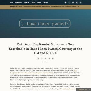 Have I Been PwnedでEmotetの被害者か調査可能に、FBIデータ提供