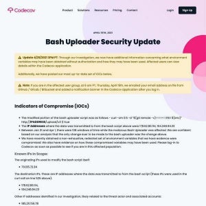 CodecovのBash Uploaderスクリプトが不正改変、侵害の確認と対応を