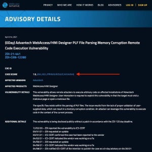 Advantech WebAceess/HMI Designerに脆弱性、軽減策を
