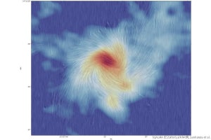 大質量星の形成には磁場よりも重力の方が寄与している、アルマ望遠鏡で判明