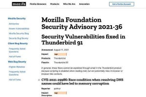 Thunderbirdに脆弱性、アップデートを