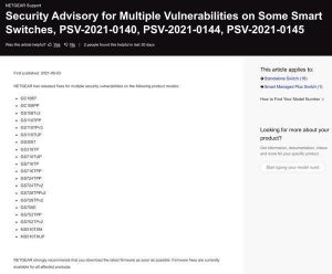 ネットギア製スマートスイッチに複数の脆弱性、アップデートを