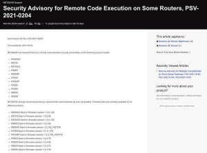 NETGEARの複数のルータ製品にリモートコード実行の脆弱性、アップデートを