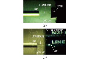 宇大、赤外光による自己形成光導波路での光通信部品間の自動接続に成功