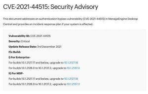 ZohoのManageEngine Desktop CentralおよびDesktop Central MSPに脆弱性