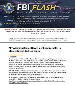 FBI、Zoho ManageEngine Desktop Centralのゼロデイ脆弱性狙う攻撃を警告