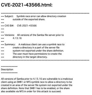 Sambaにサーバ領域にディレクトリを作成される脆弱性、対策版がリリース