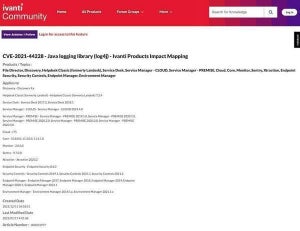 Ivanti、Apache Log4j 2の脆弱性への対処に関するセキュリティアドバイザリ更新