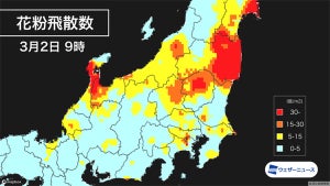 ウェザーニューズ、全国の花粉飛散数のリアルタイムデータを無料で公開