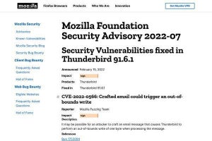 Thunderbirdにメール読むと境界外書き込み起こす脆弱性、アップデートを