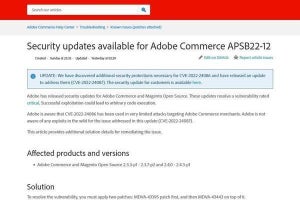 Adobe CommerceとMagentoに緊急の脆弱性再び、更新を