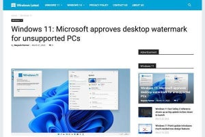 Windows 11、システム要件を満たしていないとデスクトップに透かし文字