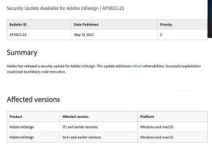 InDesignなどAdobeの複数製品に脆弱性、セキュリティアップデートをリリース