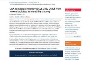 Windowsサーバの認証問題受けカタログから脆弱性情報を解除、CISA異例の対応