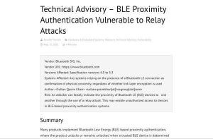 Bluetoothロックを解除する新しいリレー攻撃手法が実現、リスクの確認を