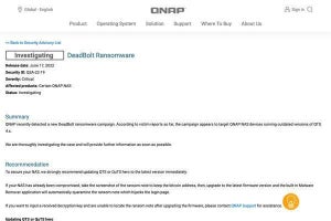 QNAPにランサムウェア攻撃確認、ただちにアップデートを