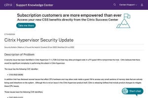 Citrix Hypervisorに脆弱性、アップデートを