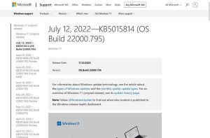 Windows 11、累積更新プログラム適用でスタートメニューや起動の不具合