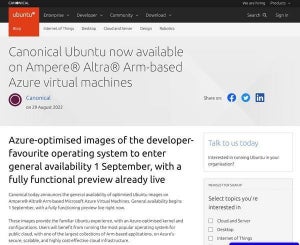 Canonical、ArmベースのAzure仮想マシン向けUbuntuイメージを提供開始