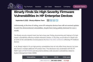 HPのPC用ファームウェアにパッチが適用されていない脆弱性あり、要注意