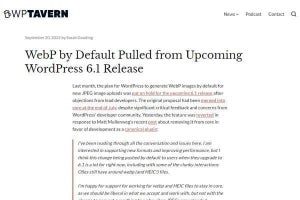 WordPress、アップロードされたJPEG画像をWebpに自動変換する機能先送り