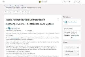 Microsoft Exchange Online基本認証の廃止期限迫る、10月1日から