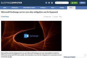 Microsoft Exchange Serverの脆弱性に対する緩和策が回避されると判明