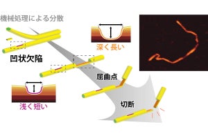 東大など、CNFの欠陥構造は表面にある原子レベルの凹みであることを確認