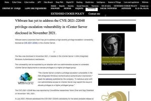 VMware vCenter Serverの脆弱性、1年経っても修正されず