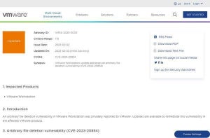 VMware Workstationに任意ファイル削除の脆弱性、アップデートを