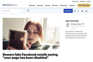 Facebookアカウントが無効になった、古典的フィッシングに注意