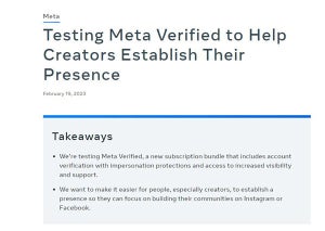 米Meta、FacebookとInstagramで個人ユーザー向けの「Meta Verified」を発表