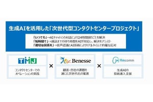 ベネッセら、生成AI活用の次世代型コンタクトセンター設立に向け共同プロジェクト