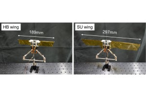 信大など、高度9000m相当の低大気密度で羽ばたきロボットの離陸に成功