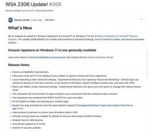 Microsoft、Android用Windowsサブシステムの最新プレビュー公開