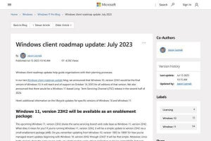 Windows 11 23H2は有効化パッケージ(EKB)として提供すると発表、Microsoft