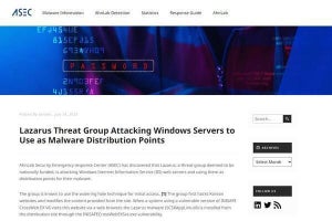 北朝鮮のサイバー攻撃グループ、Microsoft IISを攻撃してマルウェアを配布