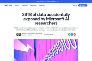 Microsoft、パスワードを含む38テラバイトの情報漏えいの可能性