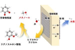 名大、廃棄バイオマスから温和な条件下でメタノールと水素の抽出に成功