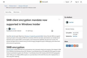 Windows 11でSMBクライアント接続の暗号化の義務付けが可能に