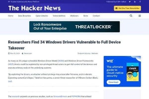 Windowsドライバに脆弱性、悪用によりデバイスが完全に制御される恐れ