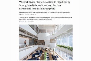 米WeWorkが米連邦破産法第11条申請、日本は対象外